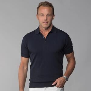 Collars & Co Maranello Cotton And Silk 3 Button Polo Size M Black
